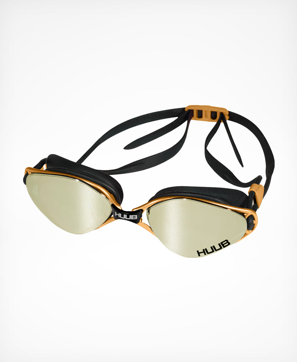 HUUB Altair Swim Goggle Black/Bronze – mirrored interchangeable lenses, custom fit, premium case.