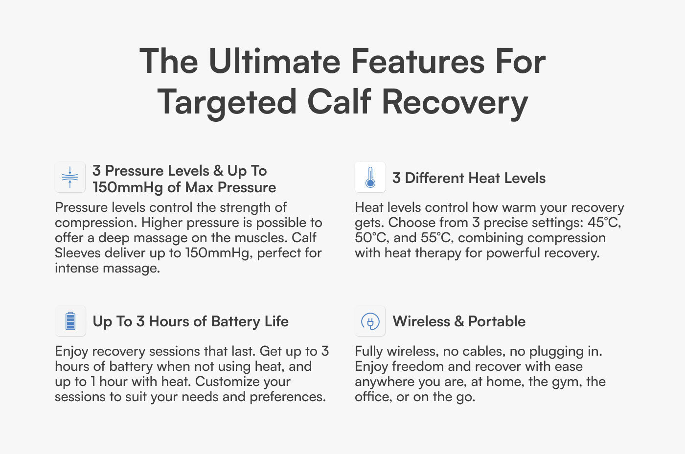 Aerify Air Compression Calf Sleeves portable heat & massage wireless recovery system