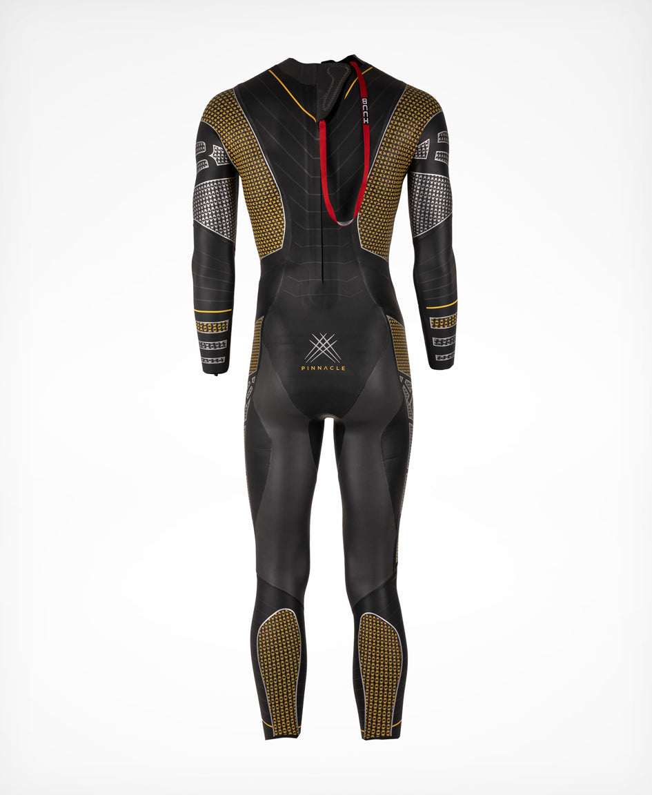 HUUB Pinnacle Wetsuit Silver/Yellow men’s triathlon suit with new Core Control and 3:5 buoyancy profile