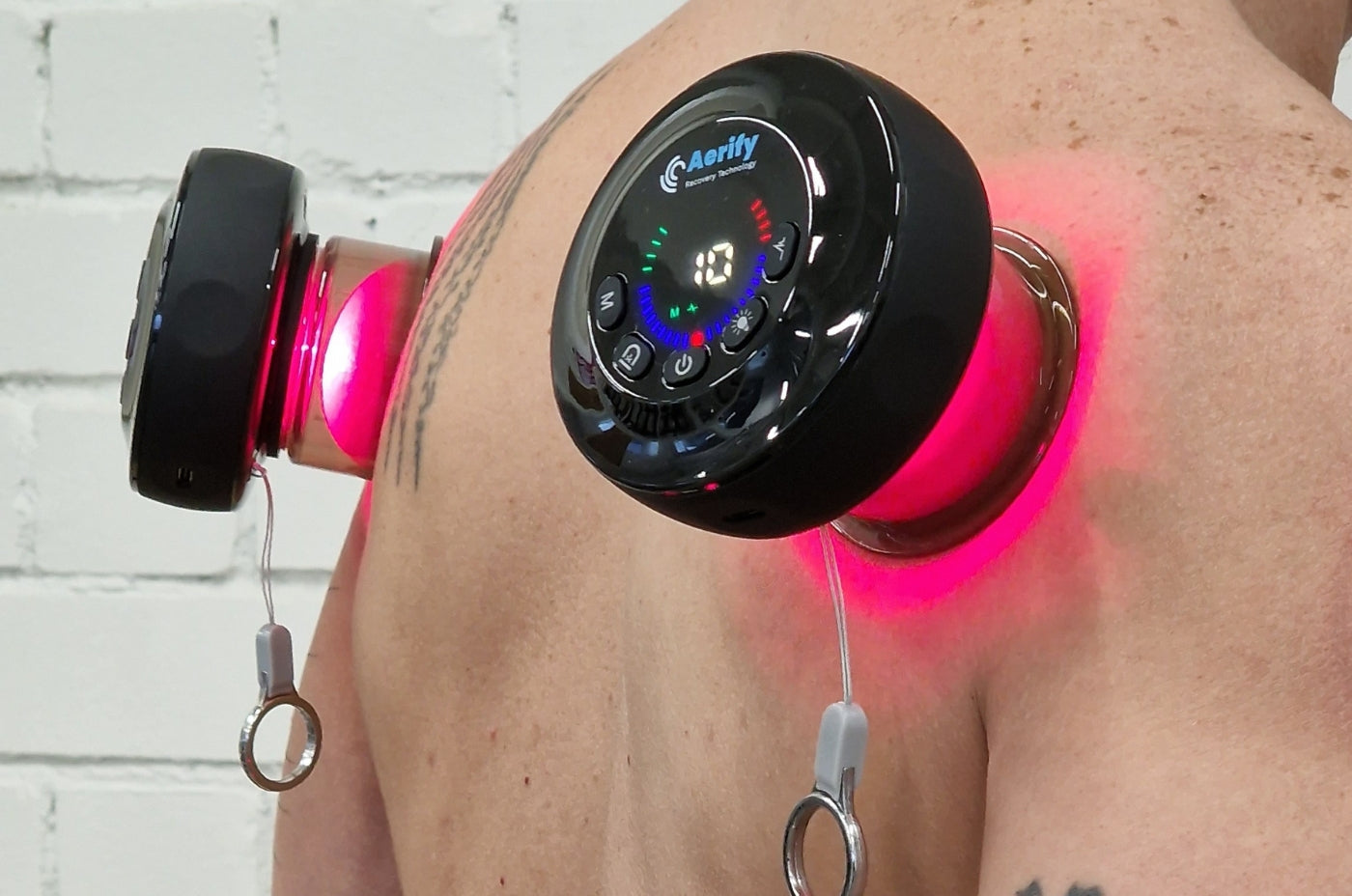 Aerify Dynamic Cupping device with red light therapy, portable massager with remote and carry case