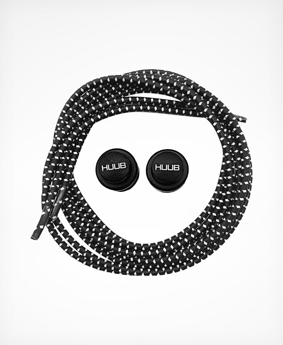 UUB Elastic Laces with Locks – Black or White, one-size triathlon quick lace system, no-tie shoe upgrade