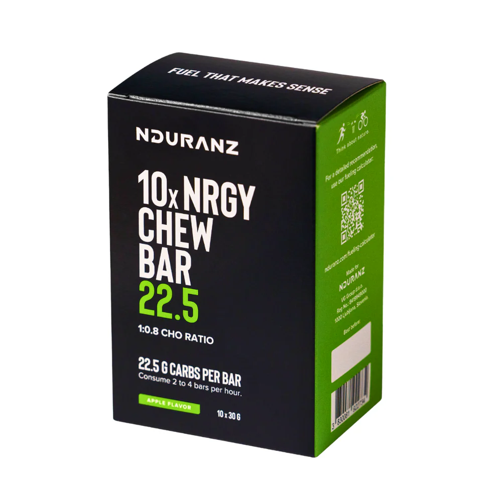 Nduranz Energy Chew Bar 22.5 with fruity flavor and chewy texture, designed for quick energy boost during activities.
