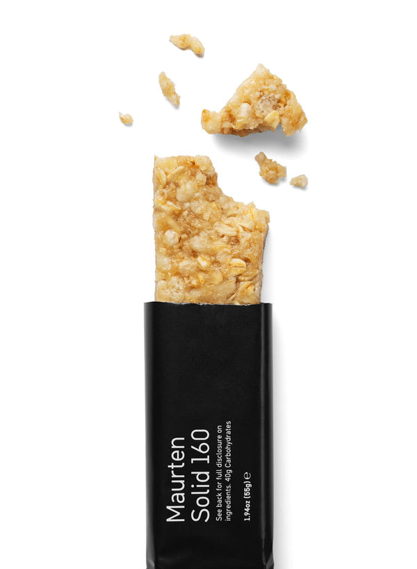 Maurten Solid 160 endurance oat rice bar, box of 12, 40g carbs per chewable bar for athletes