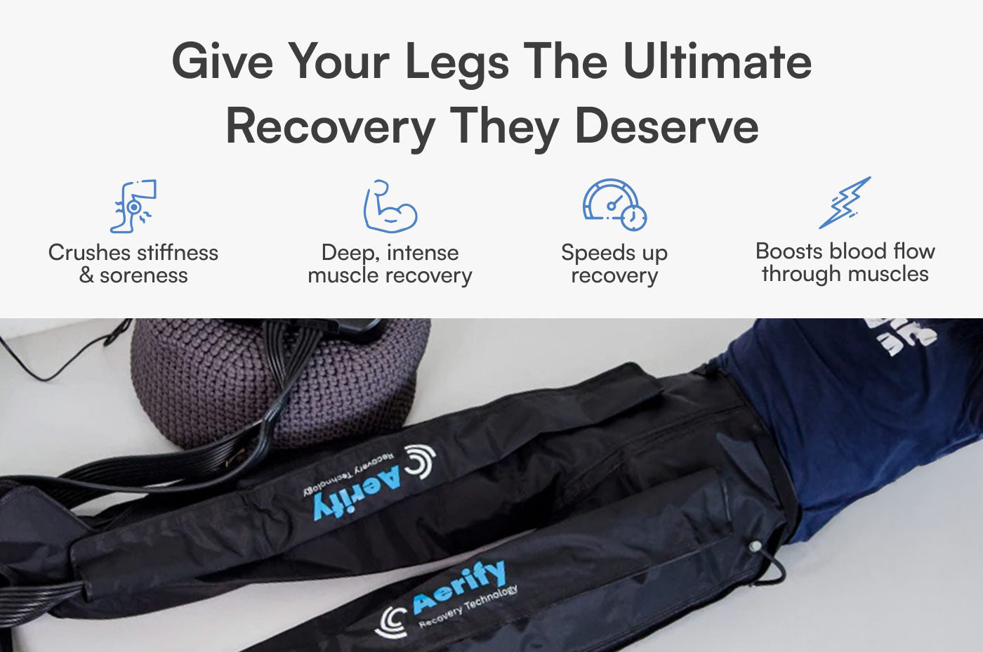 Aerify Standard Compression System plug-in compression boots and pants with remote and attachments
