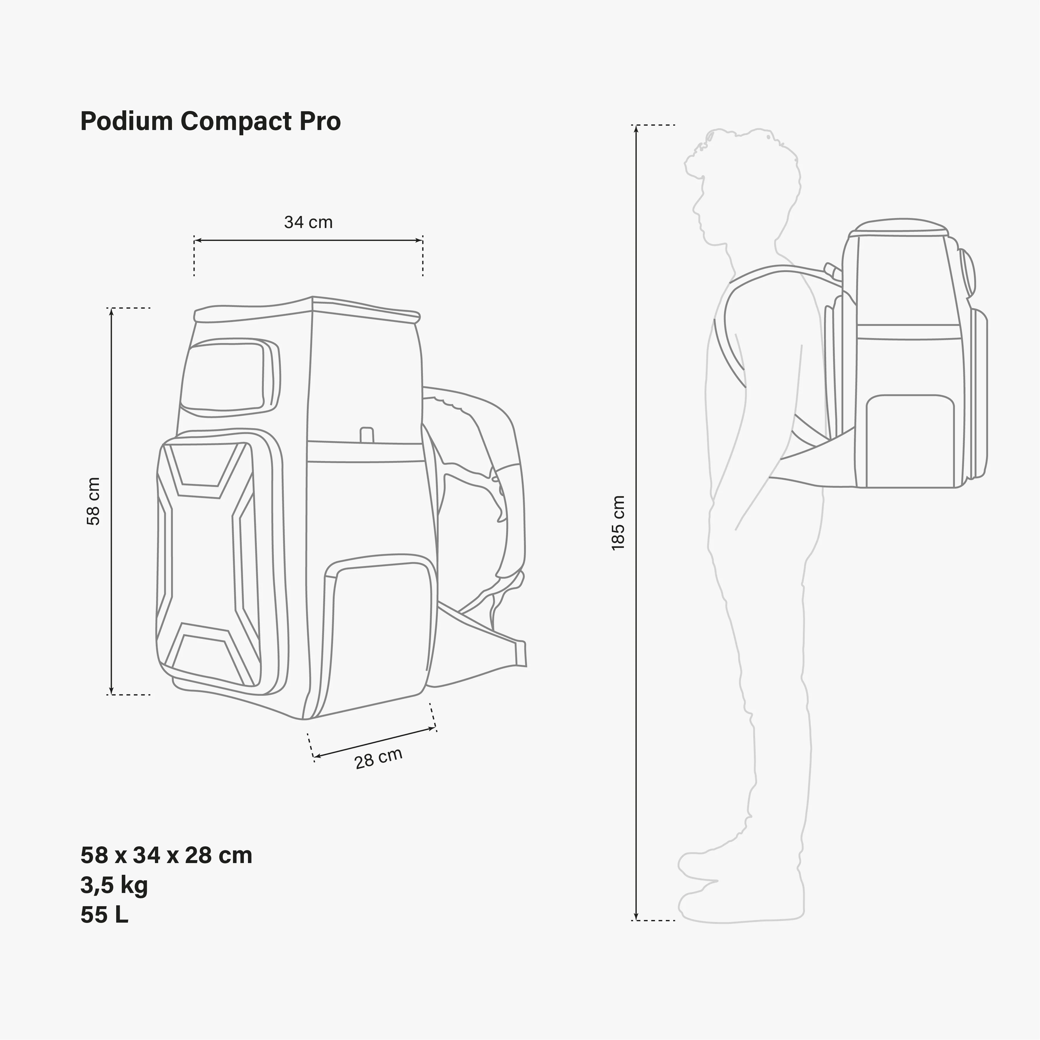 Sac à dos de sport compact Podium - 55L